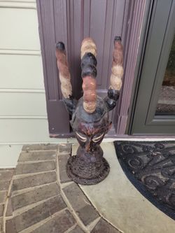 African Tribal Carved Wood Head Sculpture
