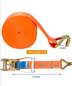 HD 2" x 26ft Commercial Cargo Ratcheting Safety Straps Orange ( Amarres )