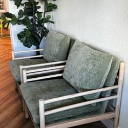 2 velvet chairs with wood base 