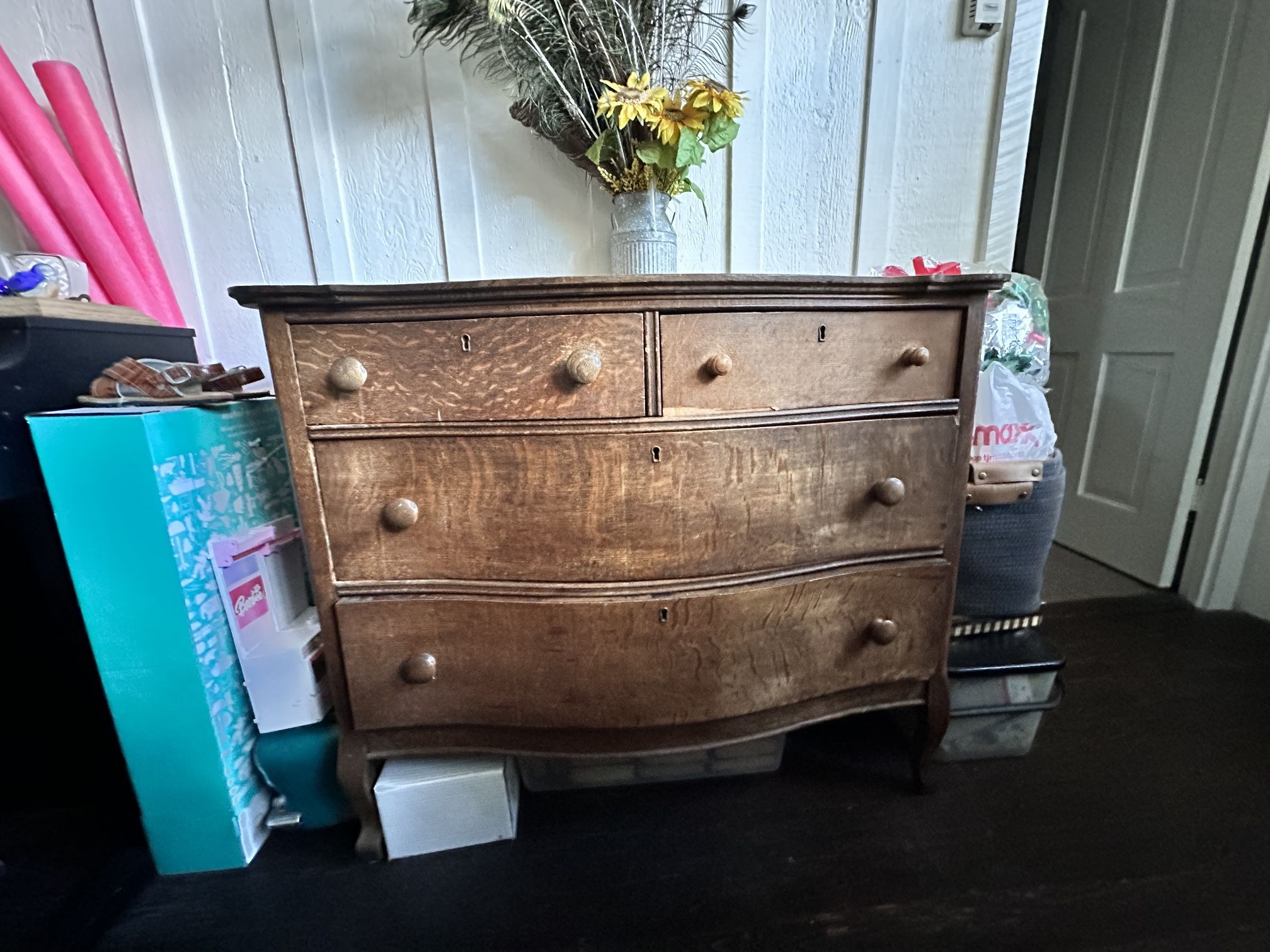 Antique Oak Serpentine Dresser