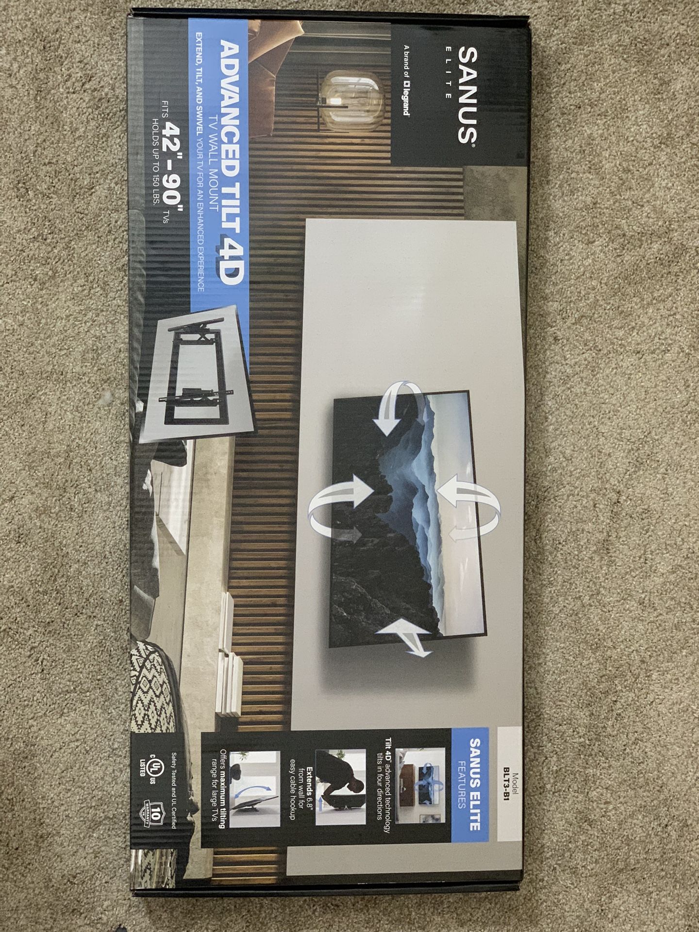SANUS TV Wall Mount: Advanced Tilt 4D, Model BLT3-B1