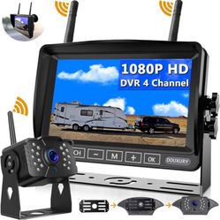 Wireless Backup Camera, DOUXURY IP69 Waterproof 170° Wide View Angle HD 1080P Backup Camera + HD LCD 7" Monitor, Digital Wireless Backup Camera System