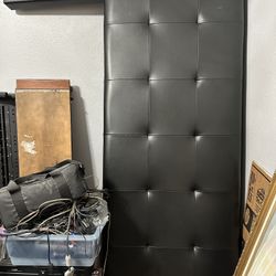 Black Full Size Platform Bed frame With Leather-like Headboard 