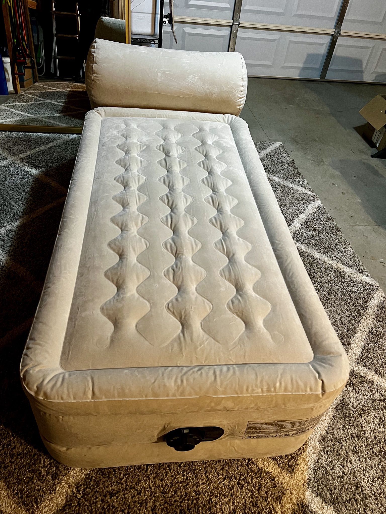 Twin Air Mattress 19” High With Headboard And Built In Electric Pump