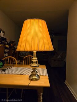 Vintage Stiffel Solid Brass Table Lamp with Pleated Shade