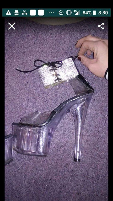 Clear 7 inch heels (size7)