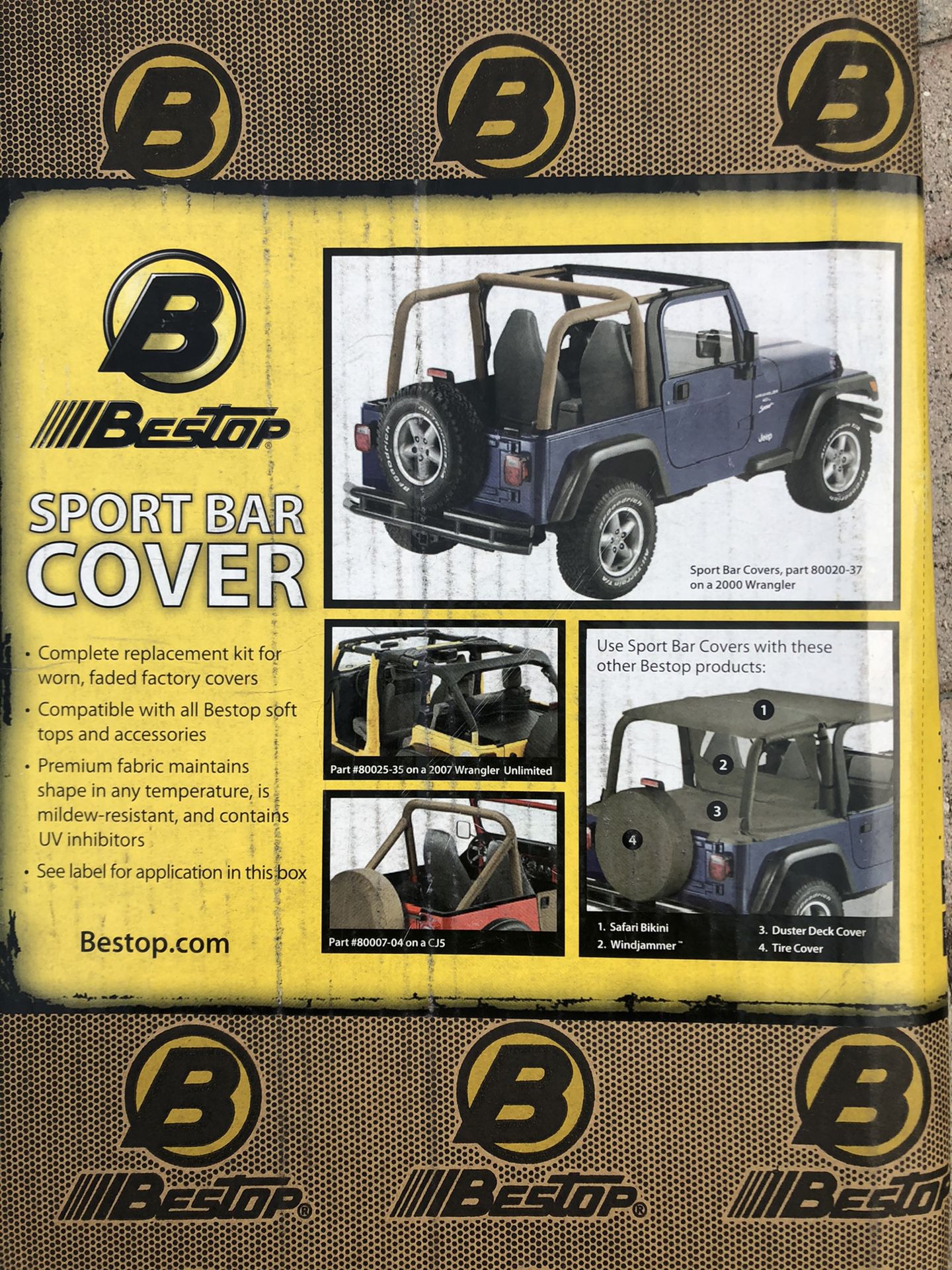 Bestop black vinyl rollbar cover for Jeep CJ series. Part# 80007-01