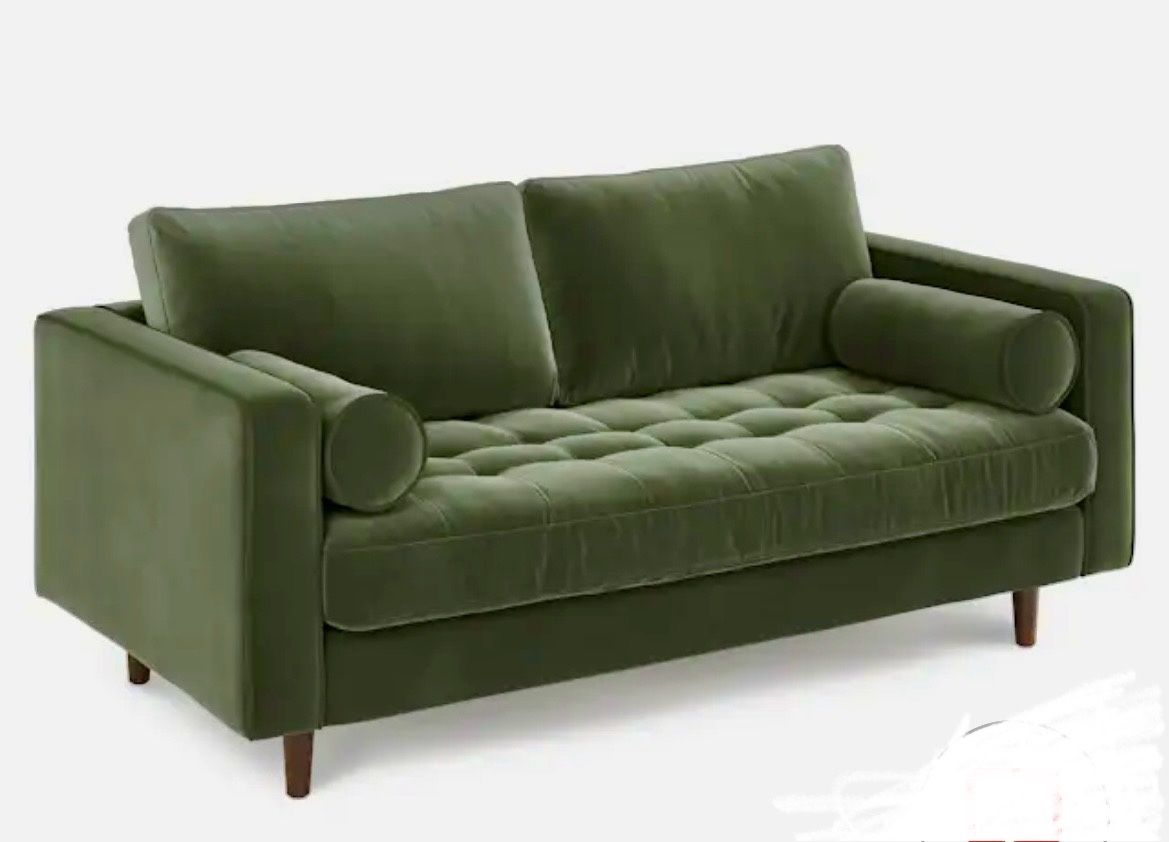 Green Plush Velvet Sofa Couch Article Sven