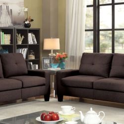 Platinum II Chocolate Linen Sofa & Loveseat

