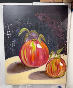 Apples on canvas
