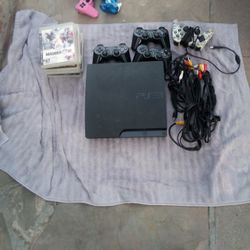 PS3 With Controls And Charger