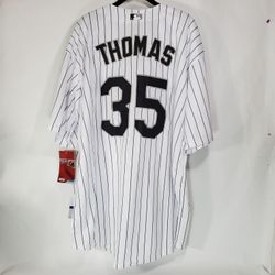 New Frank Thomas Men's 3XL 2014 Hall Of Fame Pinstripe Home Jersey 75 Year Patch  Size 56