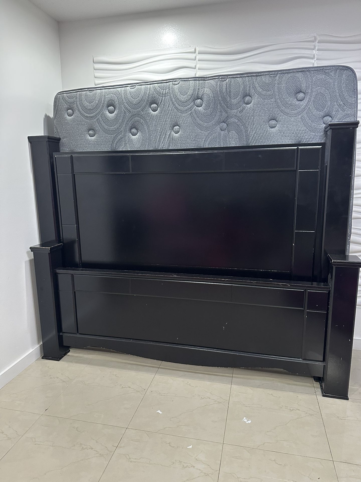 King Bed Frame And Mattress , Real Wood , Really Heavy 