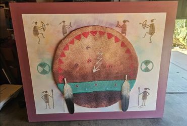 Native American- inspired contemporary mixed-media artwork
