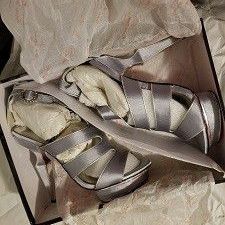 APPLE BOTTOM PLATFORM OPEN TOE SLIVER HEELS