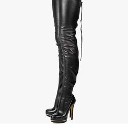 10.5 Black Platform Sexy Thigh High Boots New