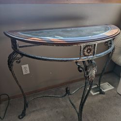 Decorative Glass Side Table With Matching Mirror