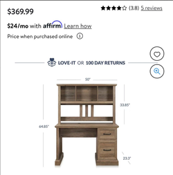 Wood Computer Desk with Hutch and Drawers
