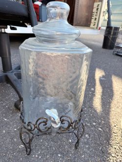 Glass Beverage Dispenser with Metal Stand