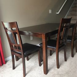 Wooden Dining Table/ 4 Chairs + Bench