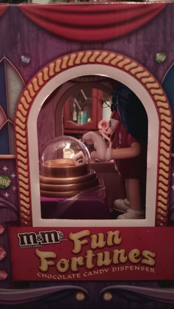 NIB RED M&M FORTUNE TELLER CANDY DISPENSER