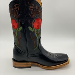 Women's Red Floral 🌹 Embroidered Leather Boots