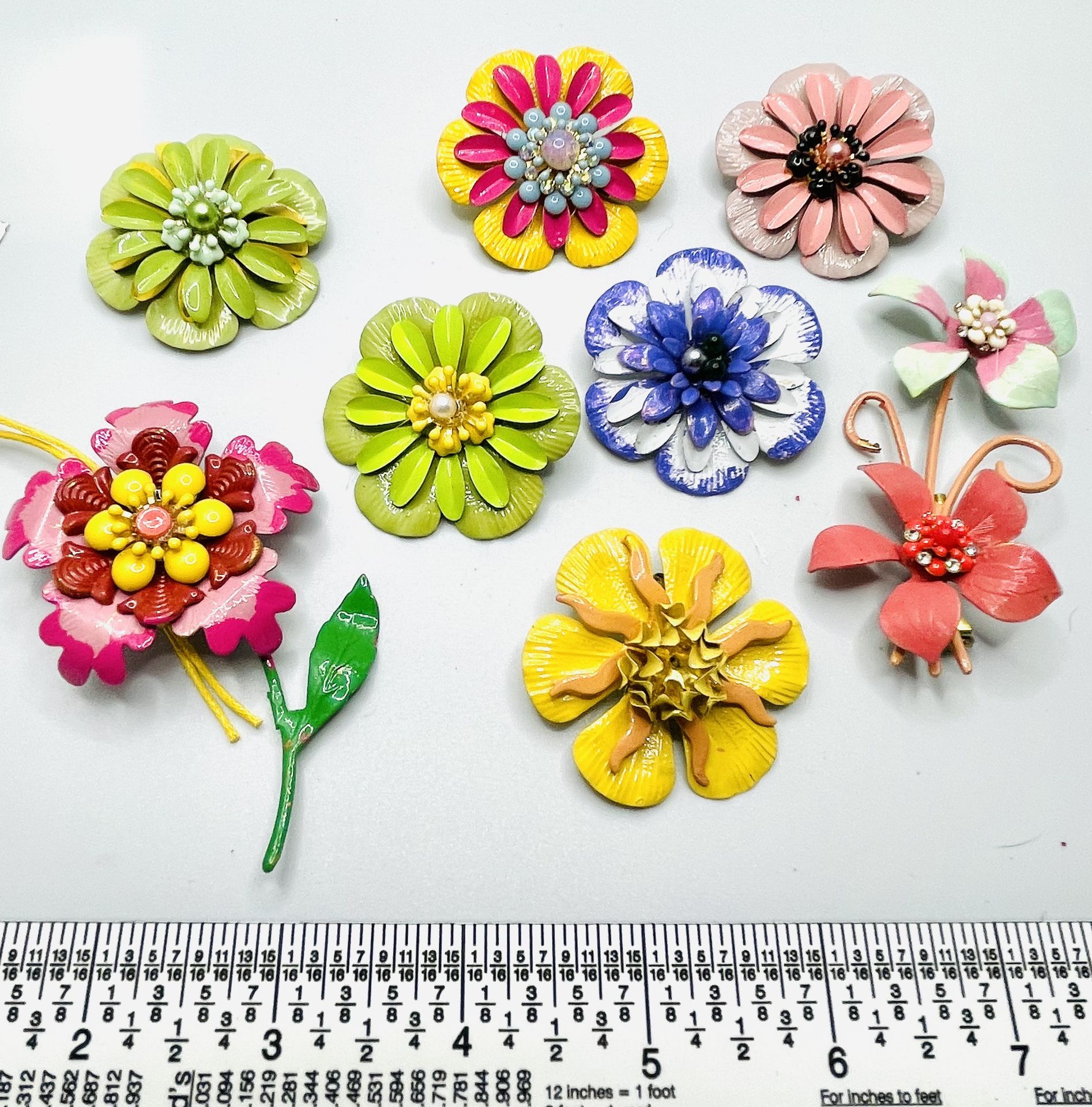 Enamel Flower Brooches