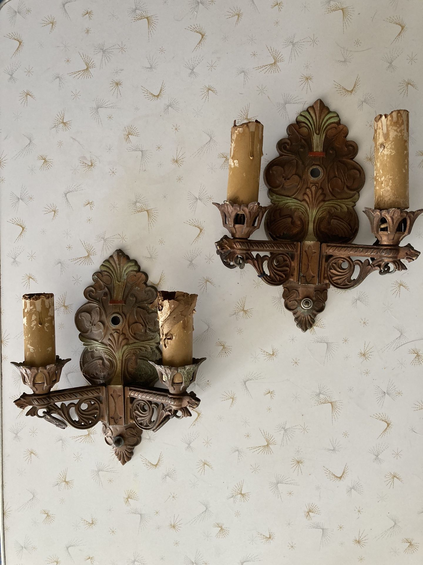 Candelabra Set Antique Double arm Flush 