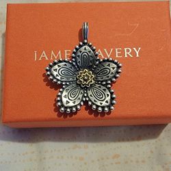 Retired James Avery Silver And Bronze Festive Flower Pendant Excellent Condition 
