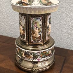 Reuge Capodimonte Lipstick Cigarette Musical Carousel Swiss Music Box 