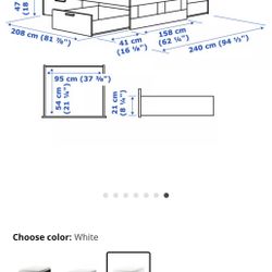 Queen IKEA Bed Frame w/ 4 Underbed Drawers + Slats (AS IS)