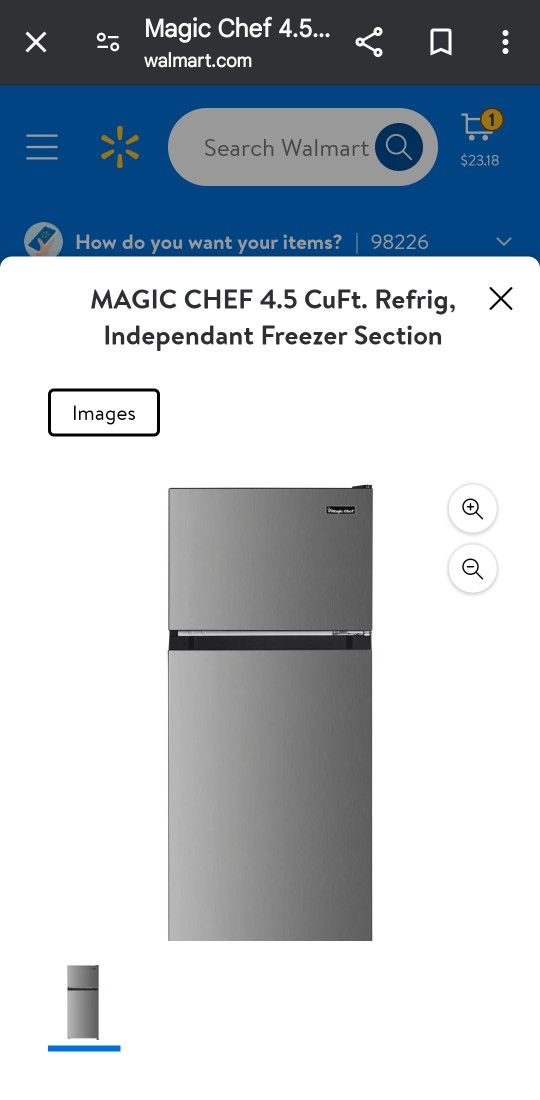 Magic Chef Freezer/Refrigerator Combo. Independent Freezer