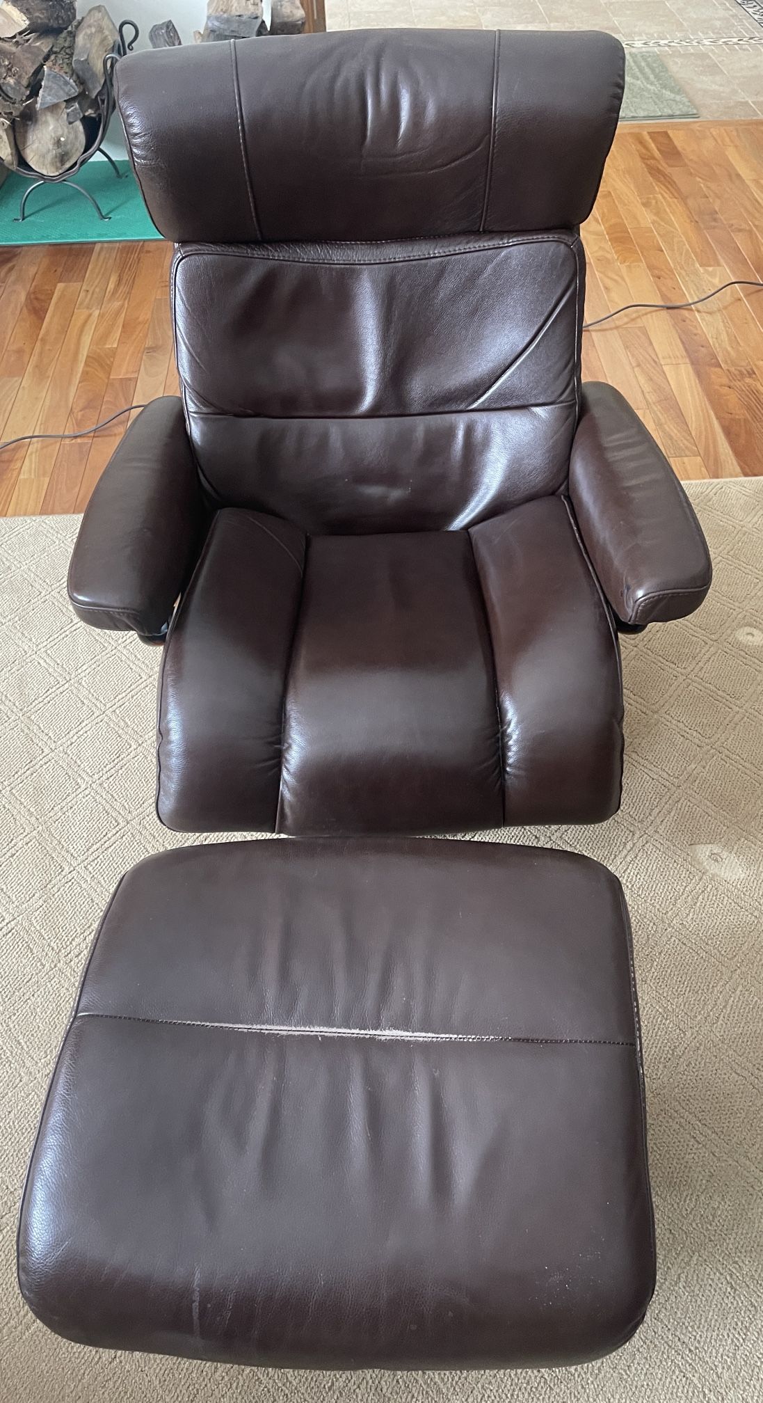 Stressless Chair Premium Leather ReclinerAnd Ottoman