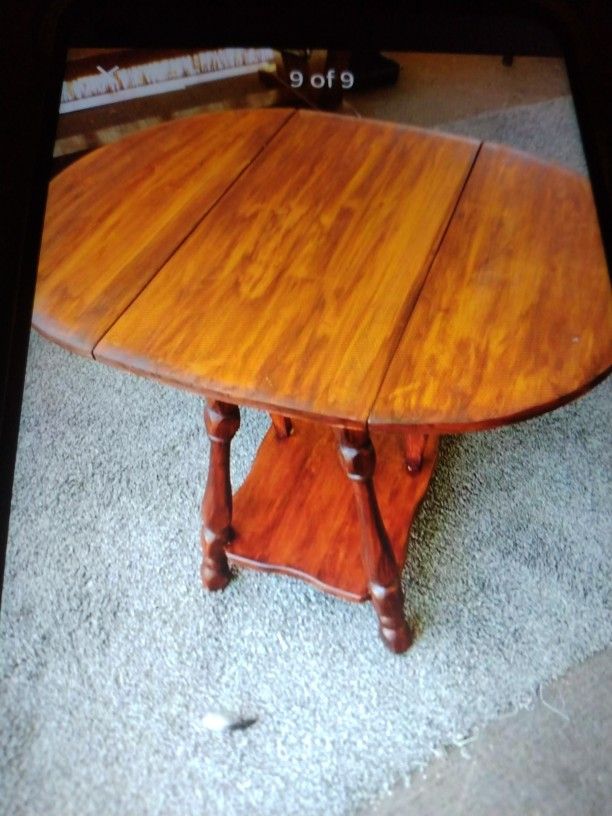Vtg Drop 🌿 Leaf Solid Wood End Table