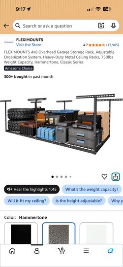 4’ X 8’ hanging garage rack - box unopened