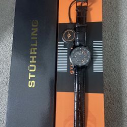 Stuhrling Watch With Leather Strap For Men 