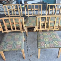 Set of five M.C.M chairs 
original seats covering 
Two Seats Have Minor Wear.