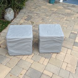 Slip Covered Ottomans