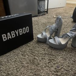 Silver Lace Up Heels Brand New 