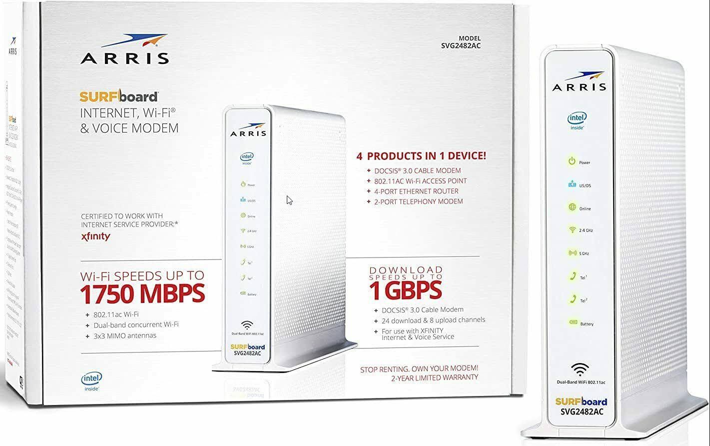 ARRIS SURFboard SVG2482AC DOCSIS 3.0 Cable Modem & AC1750 Dual-Band WiFi Router