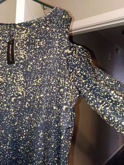XplusWear Cold Shoulder Top Navy Speckled Print