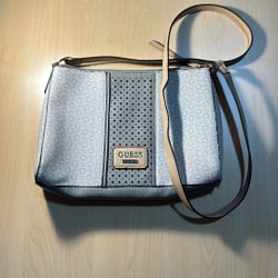 Guess Cross Body Bag Two Compartment Strap Vegan Leather Beige Hardwear