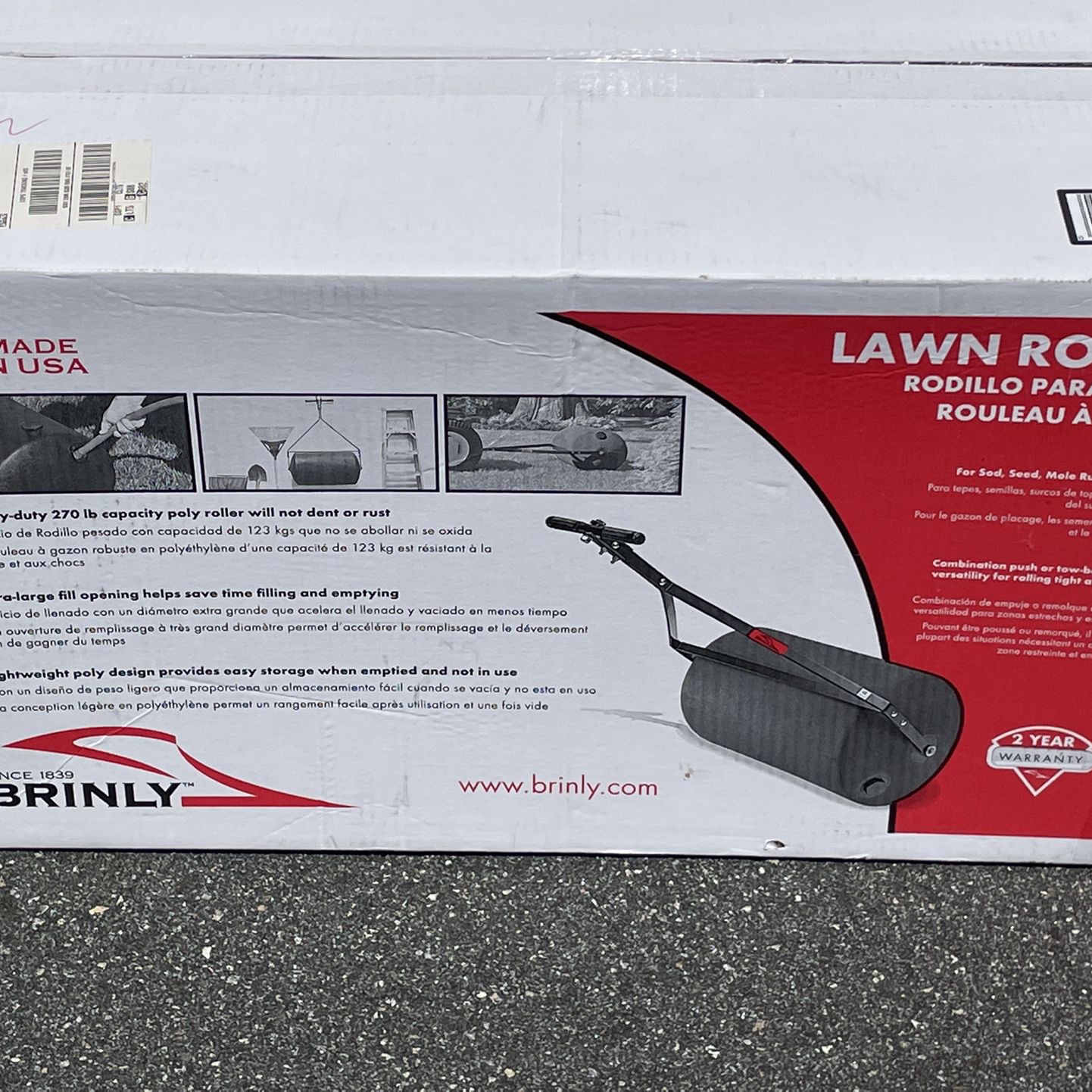 Brinly Push/Tow Poly Lawn Roller 18” x 24”