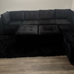 Velvet ottoman couch