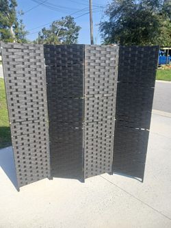 4-Panel Woven Room Divider Privacy Screen