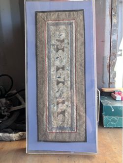 Framed Asian Embroidered Textile Art