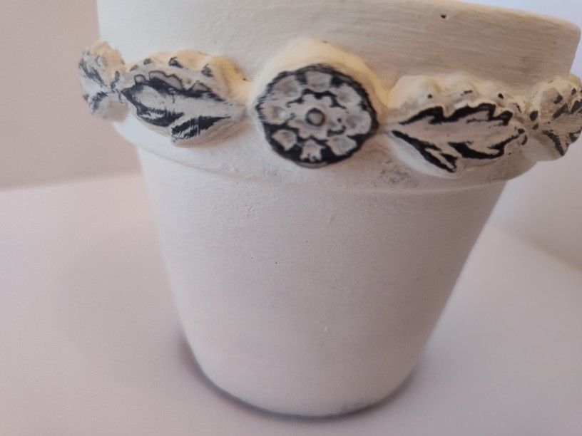 Small White Terra Cotta Planter W/ Mold