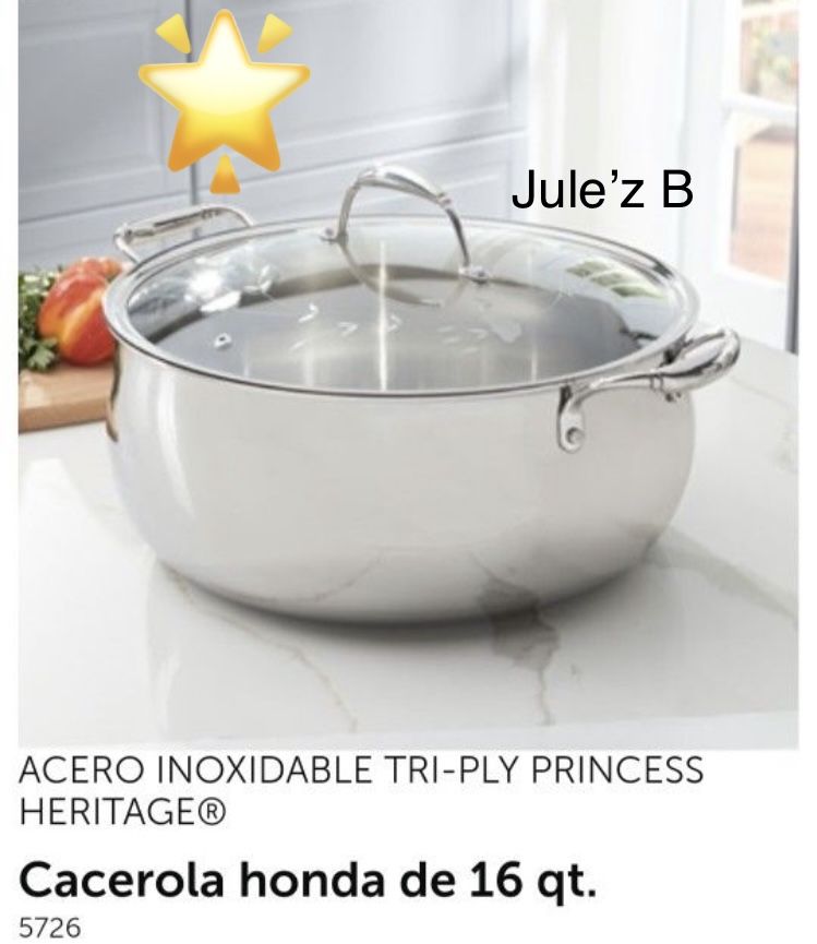 Princess House Cacerola De 16 Qts Tri-ply Nueva En Su Caja