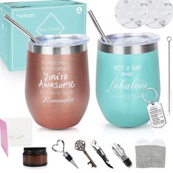 Wine Tumbler Gift Set - Wine Gifts for Women - Birthday Gifts for Mom -Thank You Gift Ideas For Her, Mother, Wife, Friends, Sister, Coworker - Stainle