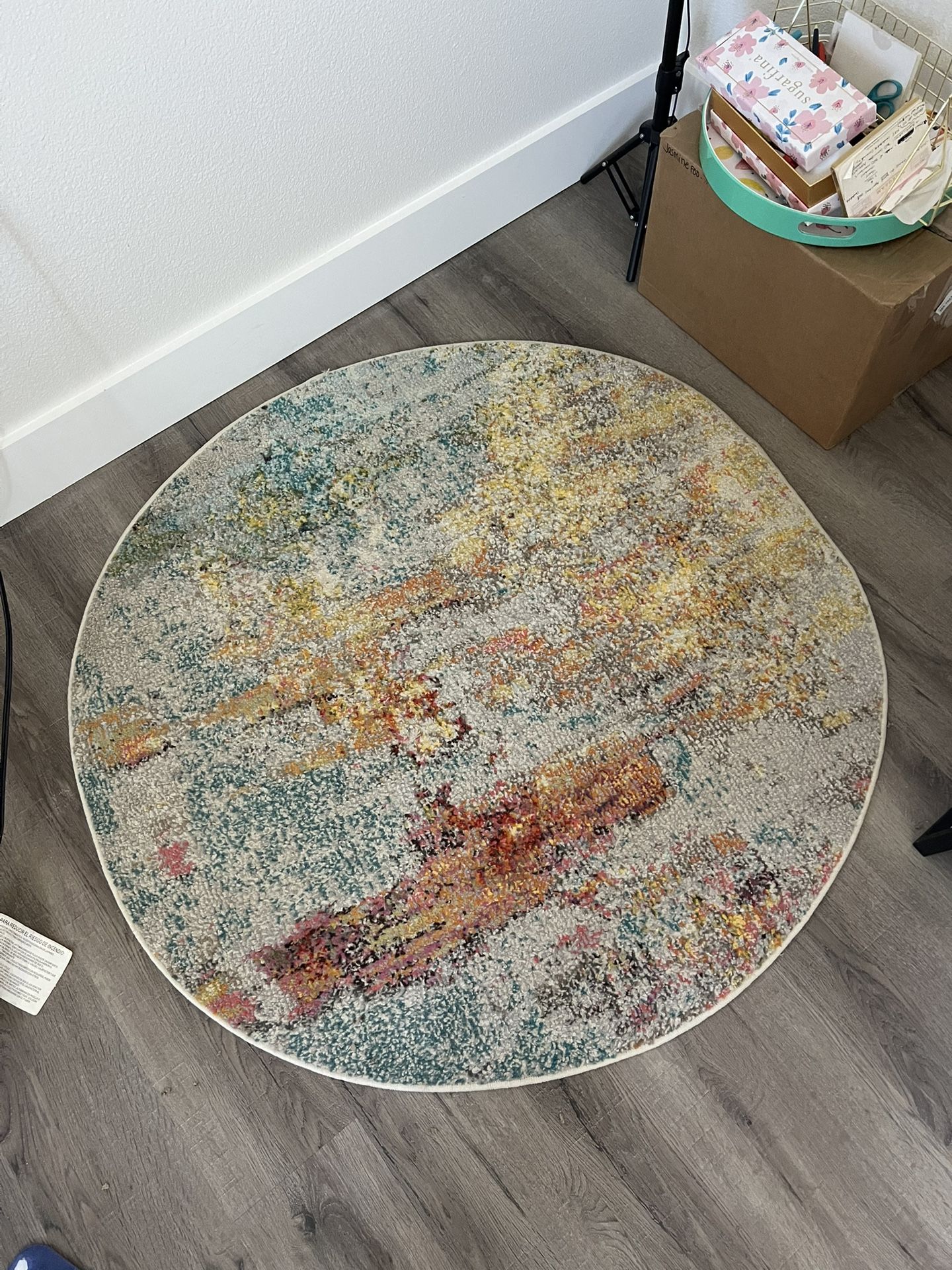 Nourison Celestial Modern Abstract Sealife 4' x Round Area--Rug, Easy--Cleaning, Non Shedding, Bed Room, Living Room, Dining Room, Kitchen (4 Round)